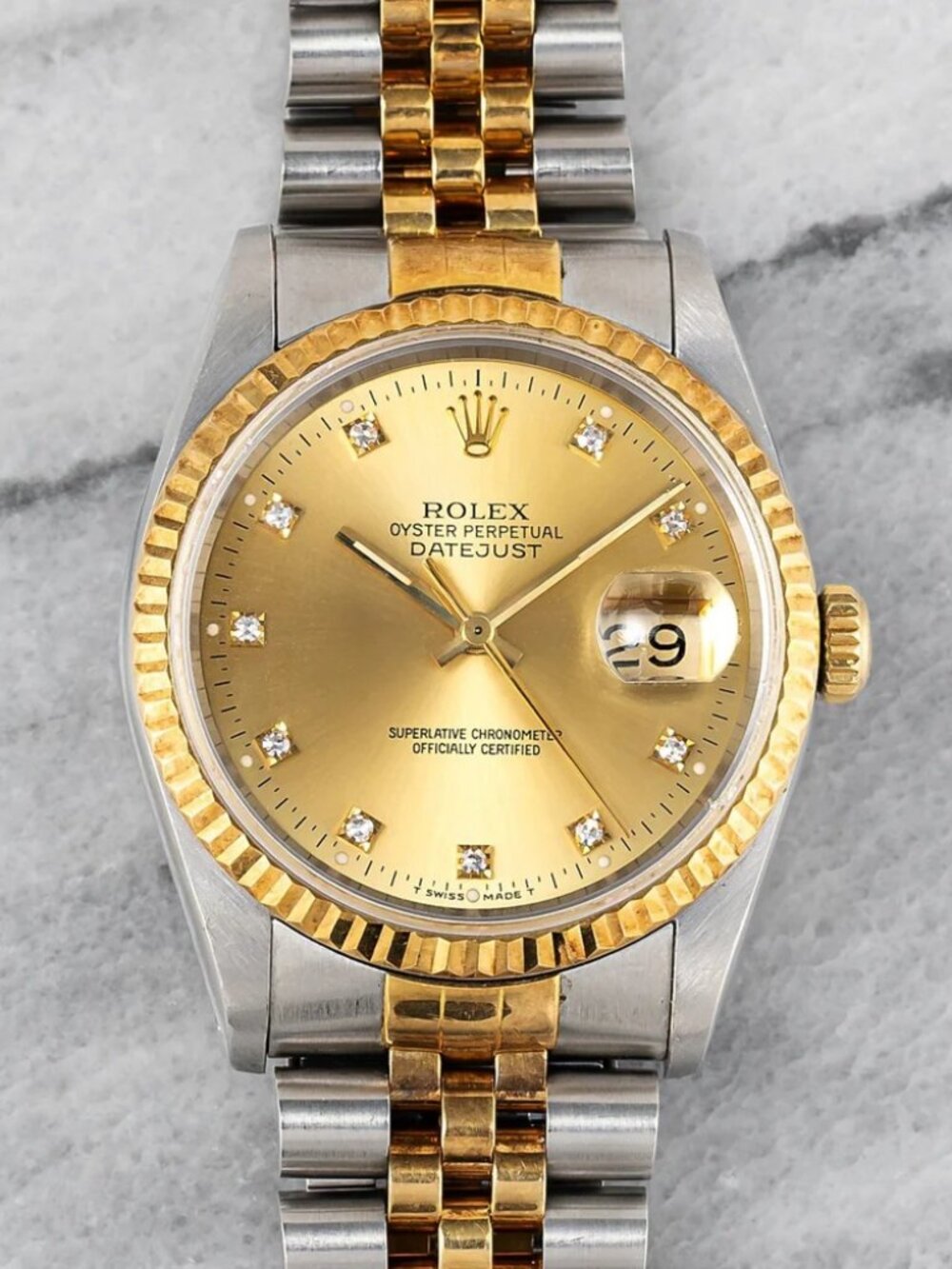Rolex Datejust 16233 - Champagne Diamond Dial